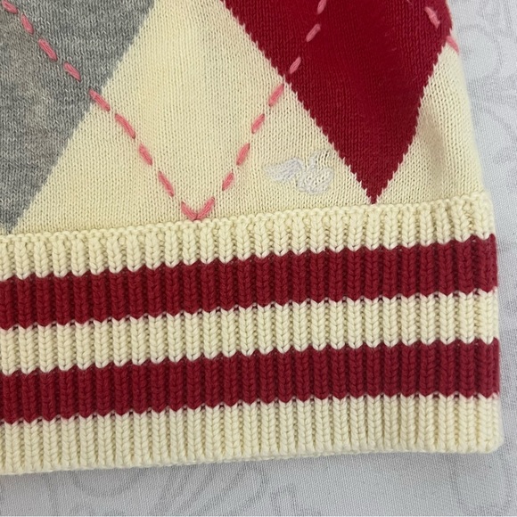 ESPRIT Y2K Schoolboy Preppy Argyle Sweater Long Vest With Snaps Size Medium - Picture 4 of 13